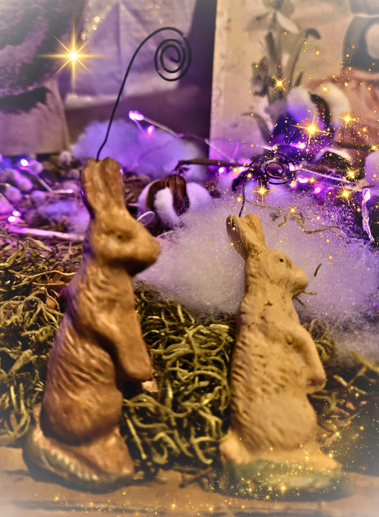 Primitive Easter Rabbit Mold Chalkware Ornaments Set