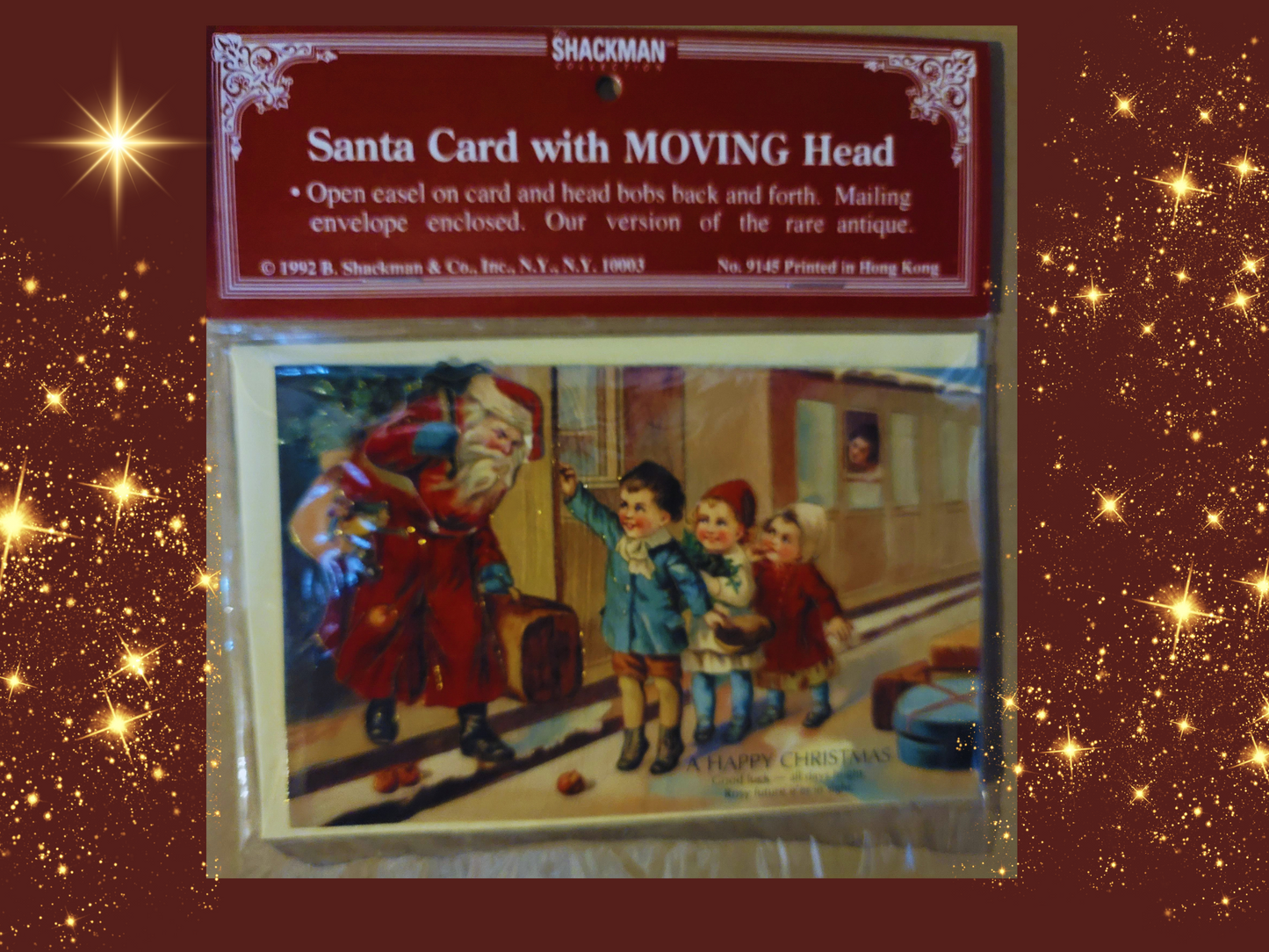Vintage Victorian Style Father Christmas Moving Head Easel Santa Card