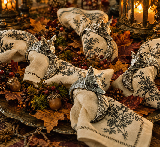 Vagabond House Fox Pewter Napkin Rings - Set of Four