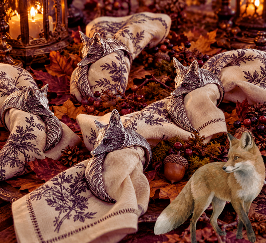 Vagabond House Fox Pewter Napkin Rings - Set of Four