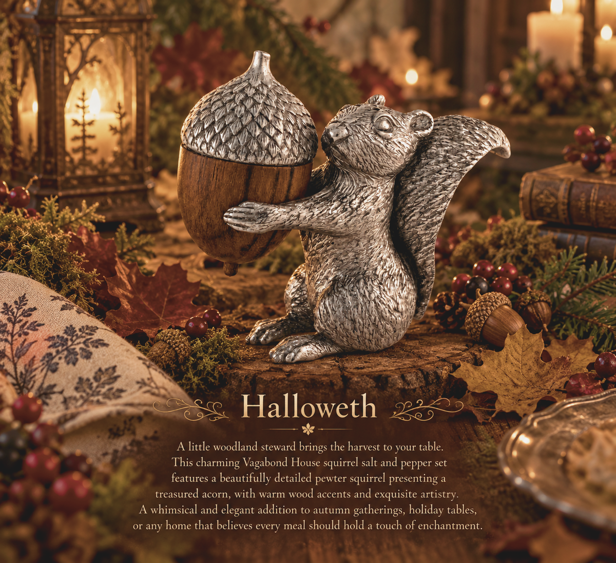 Vagabond House Pewter Squirrel & Acorn Salt and Pepper Set