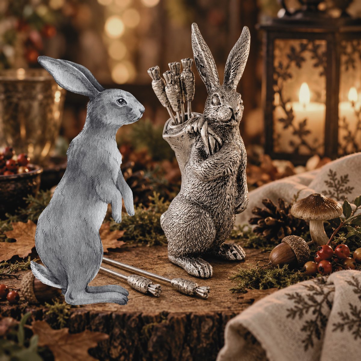 Vagabond House Pewter Rabbit Appetizer Pick Holder