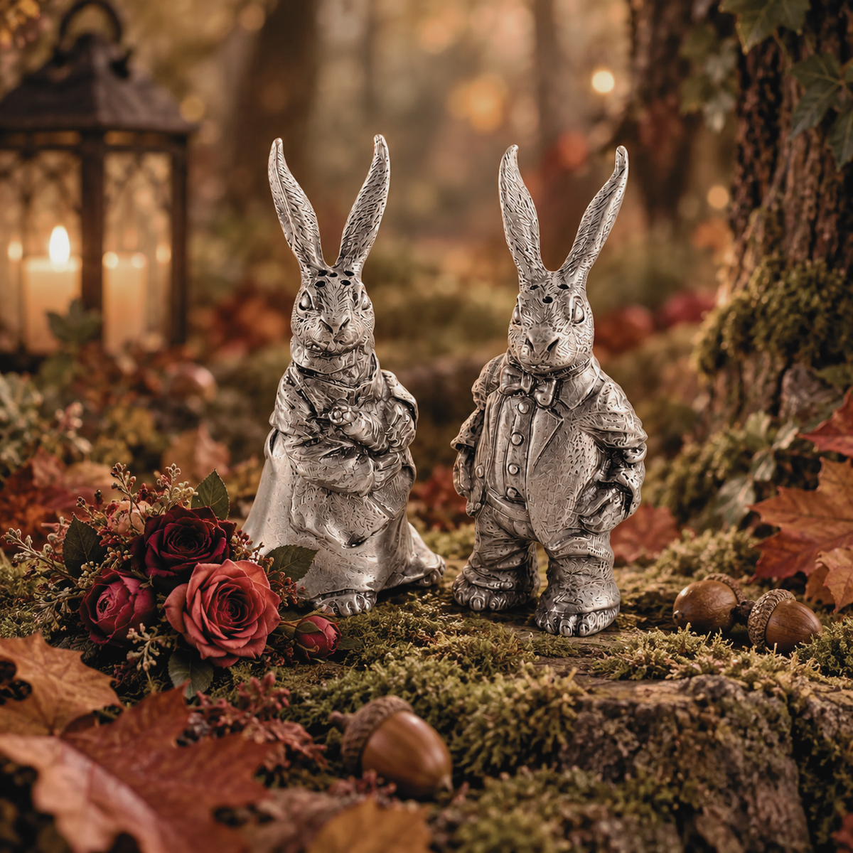 Vagabond House Rabbit in Love Pair Salt and Pepper Shakers