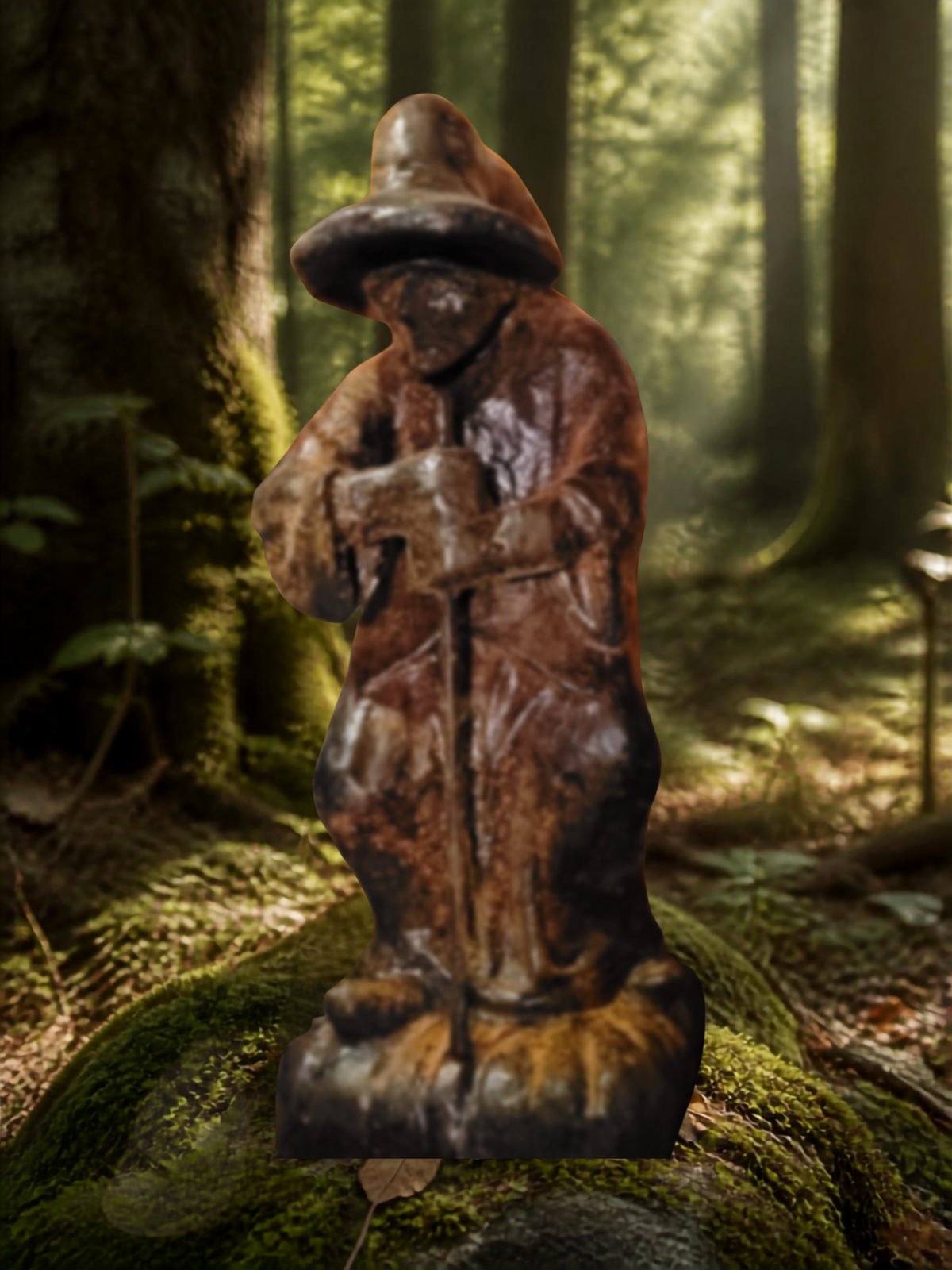 Vintage Halloween Folk Art Rootwood Witch — Vintage Folk-Art LARGE Wax Figure
