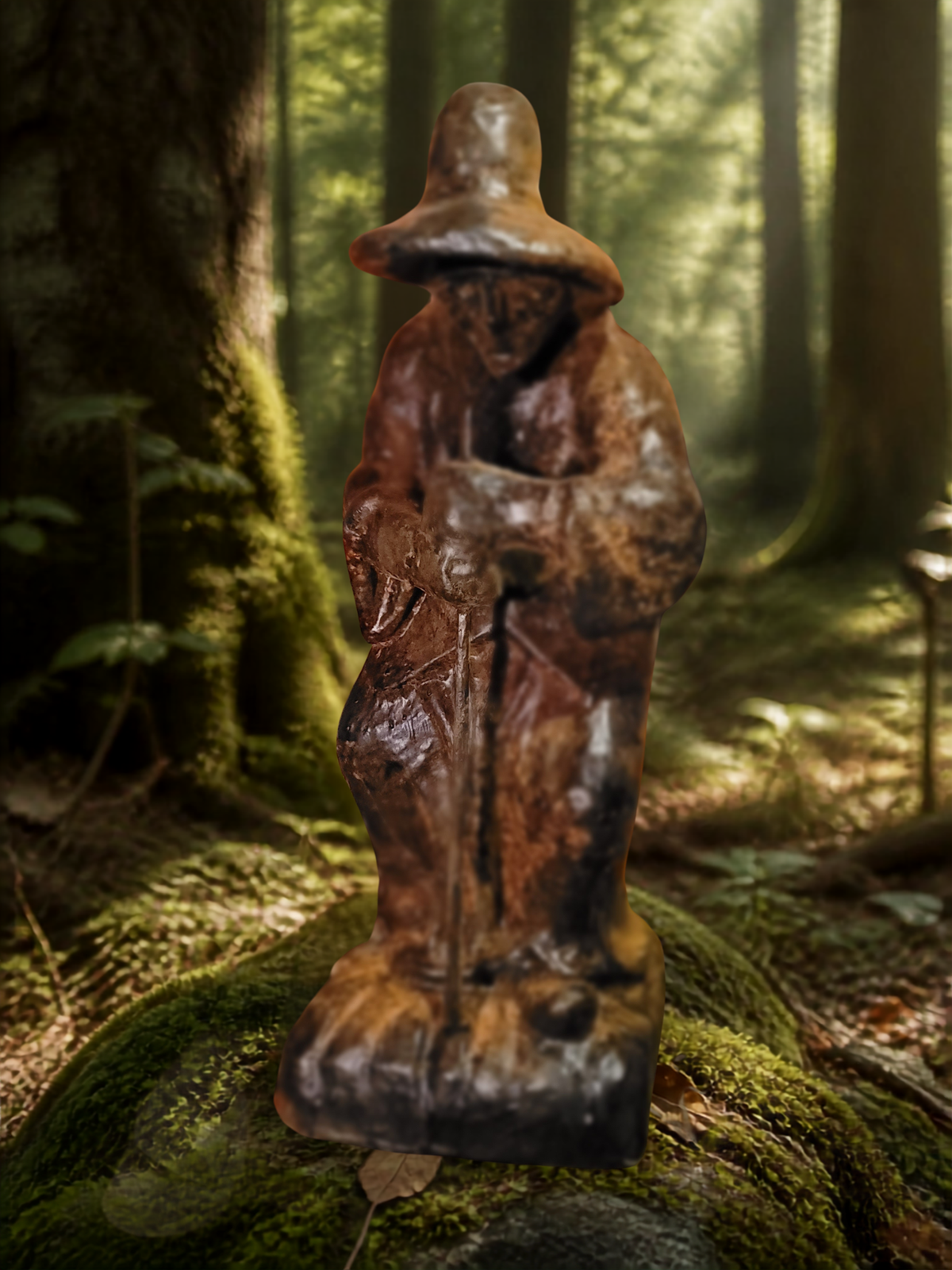 Vintage Halloween Folk Art Rootwood Witch — Vintage Folk-Art LARGE Wax Figure