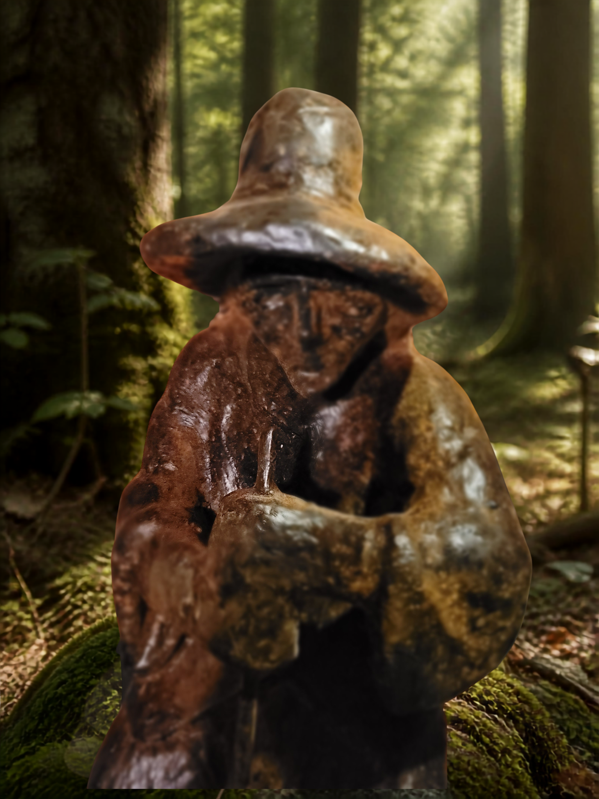 Vintage Halloween Folk Art Rootwood Witch — Vintage Folk-Art LARGE Wax Figure