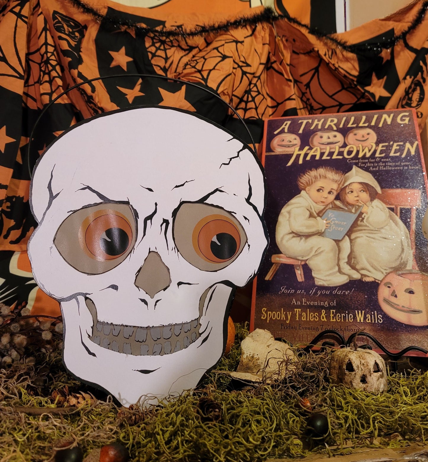 Vintage Halloween Style Bethany Lowe Skeleton Lantern Container