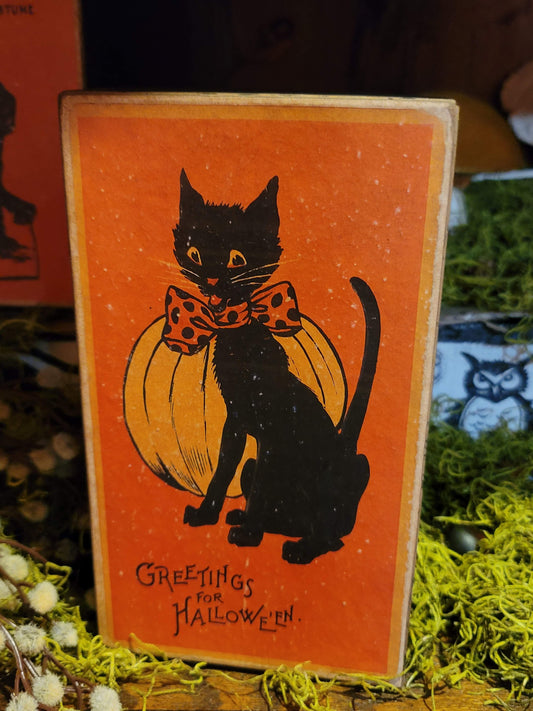 Vintage Halloween Style Retro Black Cat Box