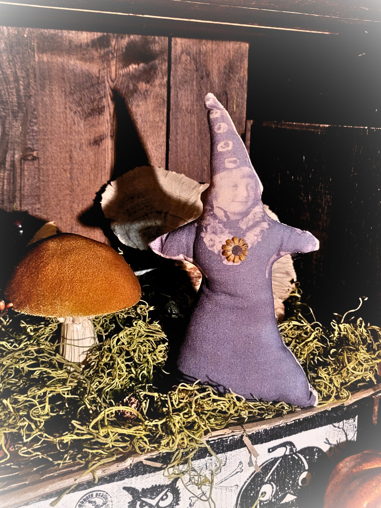 Vintage Halloween Style Photo Witch Pillow