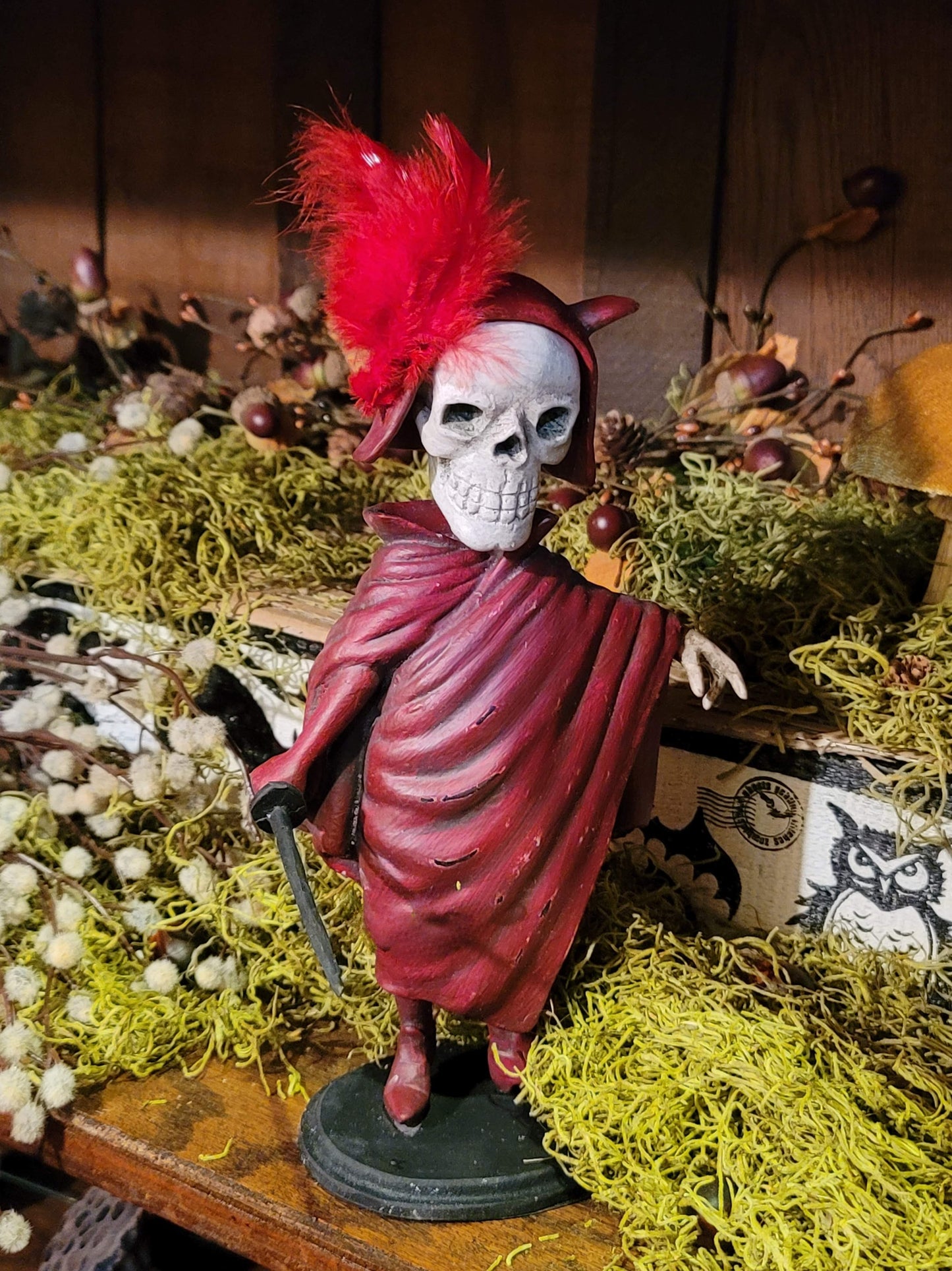 Vintage Halloween Style Antikamnia Skeleton Devil Bobble Head Figurine
